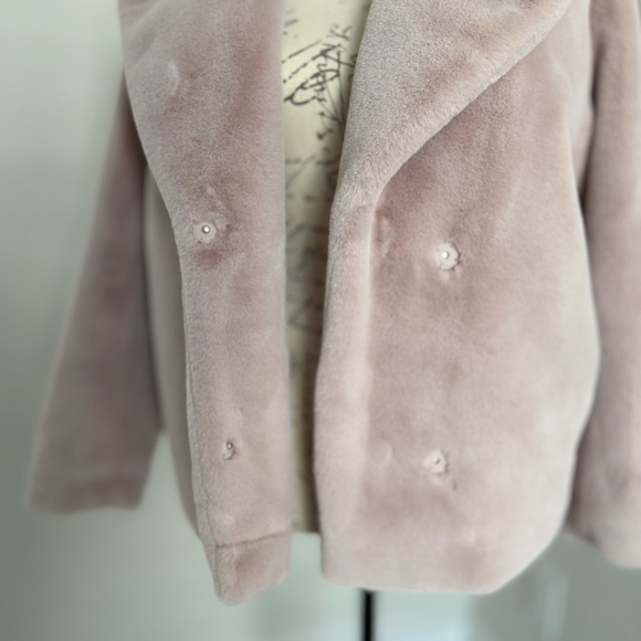 H&M Faux Fur Light Pink Coat Jacket Size XS - Picture 7 of 7